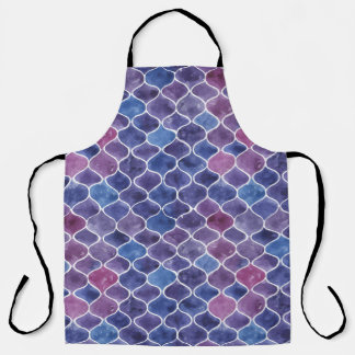 Seamless Watercolor Violet Floral Pattern Apron