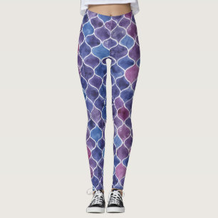 Seamless Watercolor Violet Floral Pattern Leggings