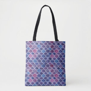 Seamless Watercolor Violet Floral Pattern Tote Bag