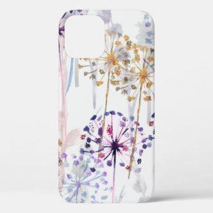 Seamless Watercolor wild floral pattern in hand pa iPhone 12 Case