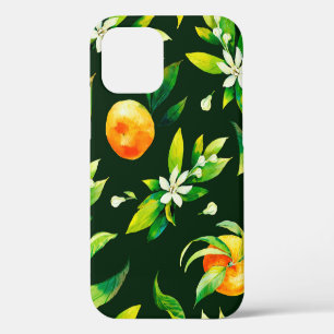 Seamless watercolour citrus fruits and leaves patt iPhone 12 case