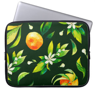 Seamless watercolour citrus fruits and leaves patt laptop sleeve