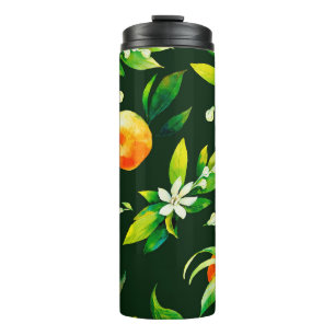 Seamless watercolour citrus fruits and leaves patt thermal tumbler