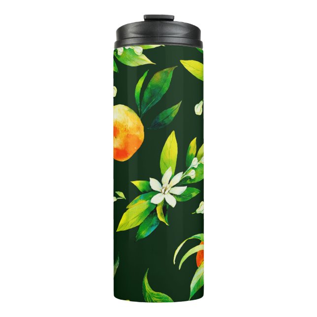 Seamless watercolour citrus fruits and leaves patt thermal tumbler (Front)