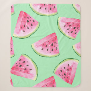 Seamless Watermelon Pattern in Watercolor style Wa Sherpa Blanket