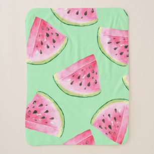Seamless Watermelon Pattern in Watercolor style Wa Sherpa Blanket