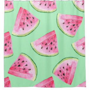 Seamless Watermelon Pattern in Watercolor style Wa Shower Curtain