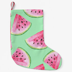 Seamless Watermelon Pattern in Watercolor style Wa Small Christmas Stocking