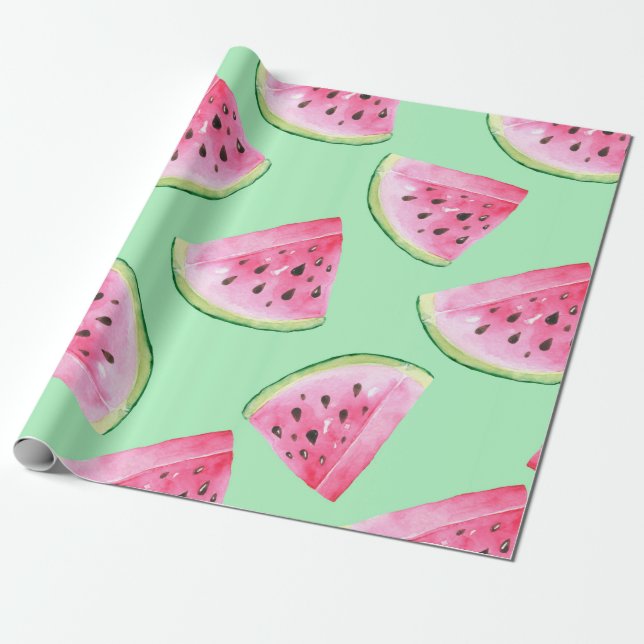 Seamless Watermelon Pattern in Watercolor style Wa Wrapping Paper (Unrolled)