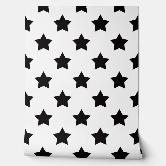 Seamless White Black Stars Background Wallpaper (Unrolling)