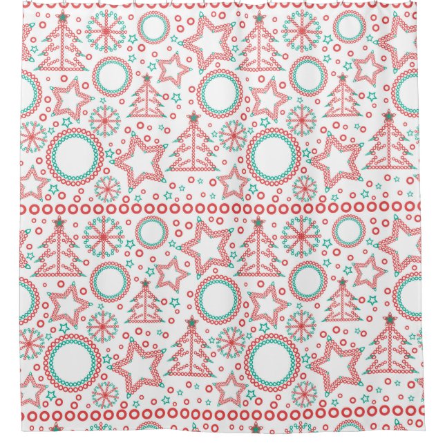 Seamless white Merry Christmas ornamental decor tr Shower Curtain (Front)