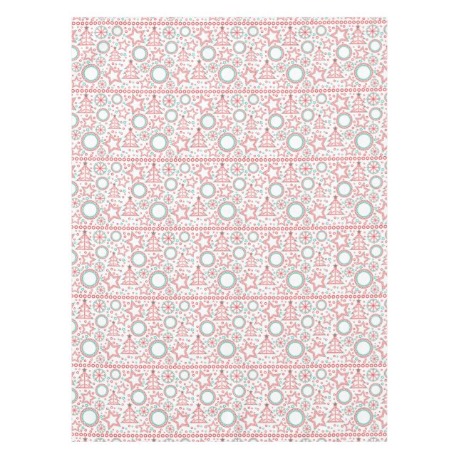 Seamless white Merry Christmas ornamental decor tr Tablecloth (Front)