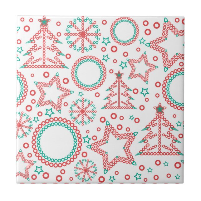 Seamless white Merry Christmas ornamental decor tr Tile (Front)