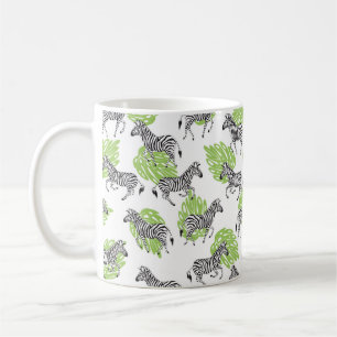 Seamless white pattern with zebras. illustration coffee mug
