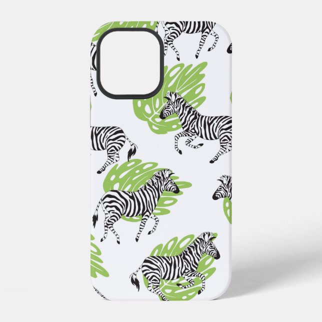 Seamless white pattern with zebras. illustration iPhone case (Back)