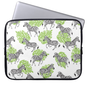 Seamless white pattern with zebras. illustration laptop sleeve