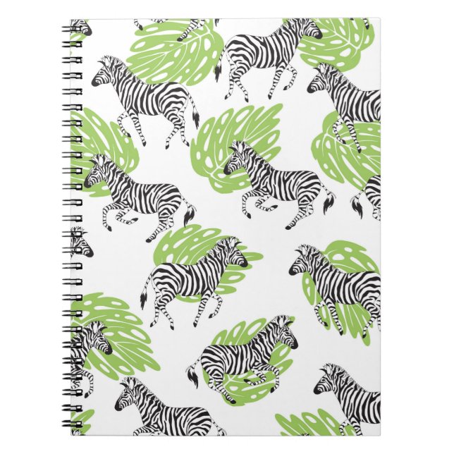 Seamless white pattern with zebras. illustration notebook (Front)