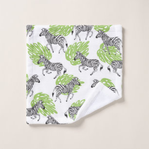 Seamless white pattern with zebras. illustration wash cloth
