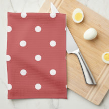 Seamless white polka dot pattern on red background