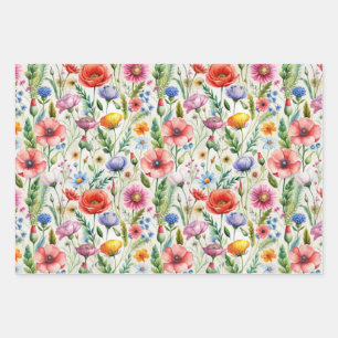 Seamless Wildflower Pattern Furniture Decoupage Wrapping Paper Sheet