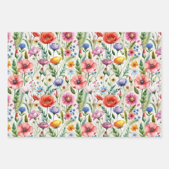 Seamless Wildflower Pattern Furniture Decoupage  Wrapping Paper Sheet (Front)