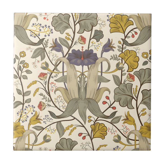 Seamless William Morris style floral pattern Ceram Tile (Front)