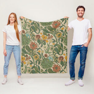 Seamless William Morris style floral pattern Fleec Fleece Blanket
