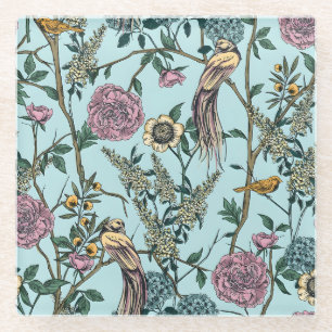 Seamless William Morris style floral pattern Glass Coaster