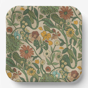 Seamless William Morris style floral pattern Paper Plate