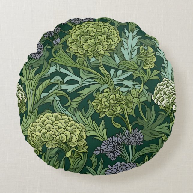 Seamless William Morris style floral pattern Round Cushion (Front)