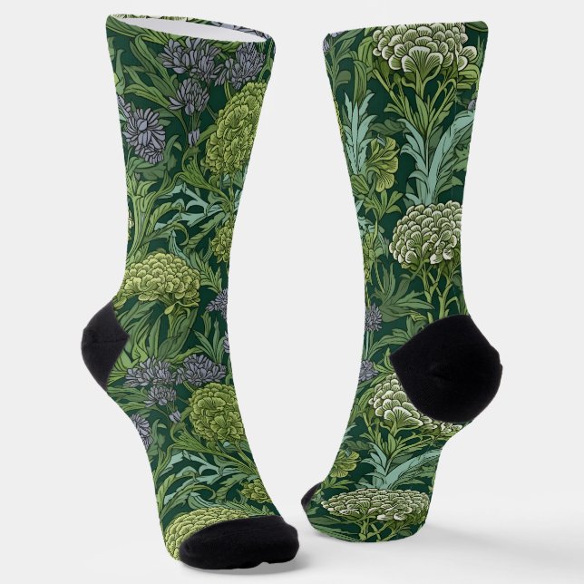 Seamless William Morris style floral pattern Socks (Angled)