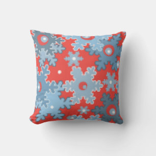 Seamless winter blue coral pattern snowflakes snow cushion