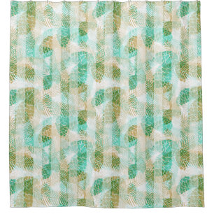 Seamless winter Christmas green beige pine cones t Shower Curtain