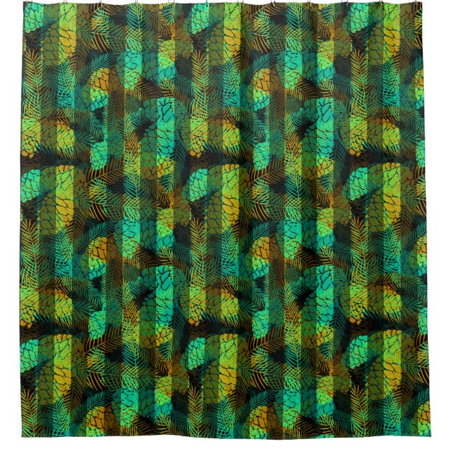 Seamless winter Christmas green blue pine cones tr Shower Curtain (Front)