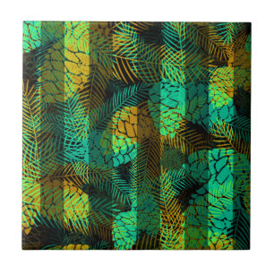 Seamless winter Christmas green blue pine cones tr Tile