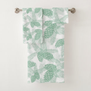 Seamless winter Christmas green pine cones tree pa Bath Towel Set