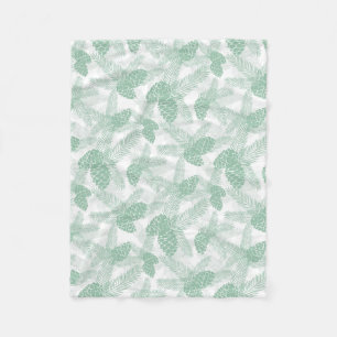 Seamless winter Christmas green pine cones tree pa Fleece Blanket