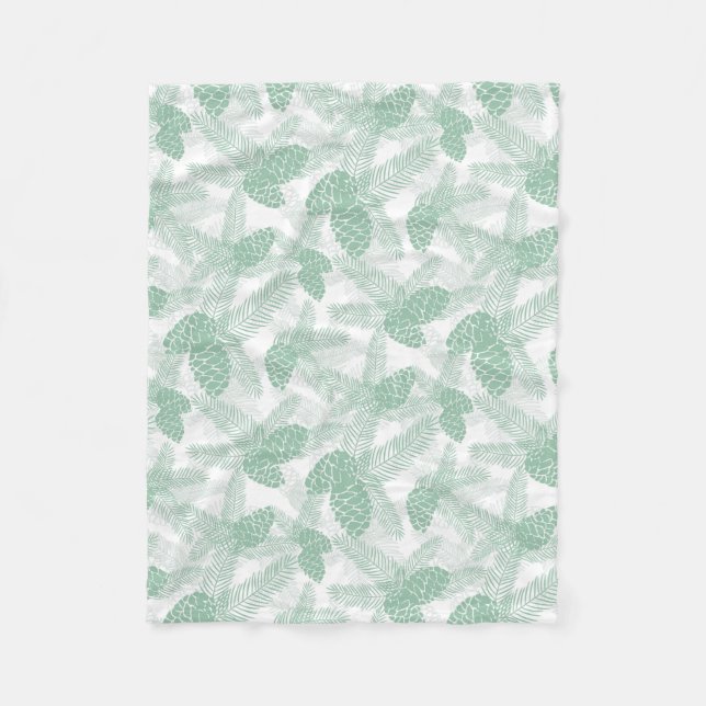 Seamless winter Christmas green pine cones tree pa Fleece Blanket (Front)