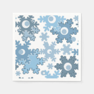 Seamless winter light blue white pattern snowflake napkin
