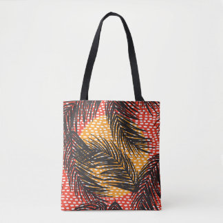 Seamless with black palm leaves and strokes  tote bag