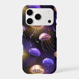 Seamless with glowing jellyfish