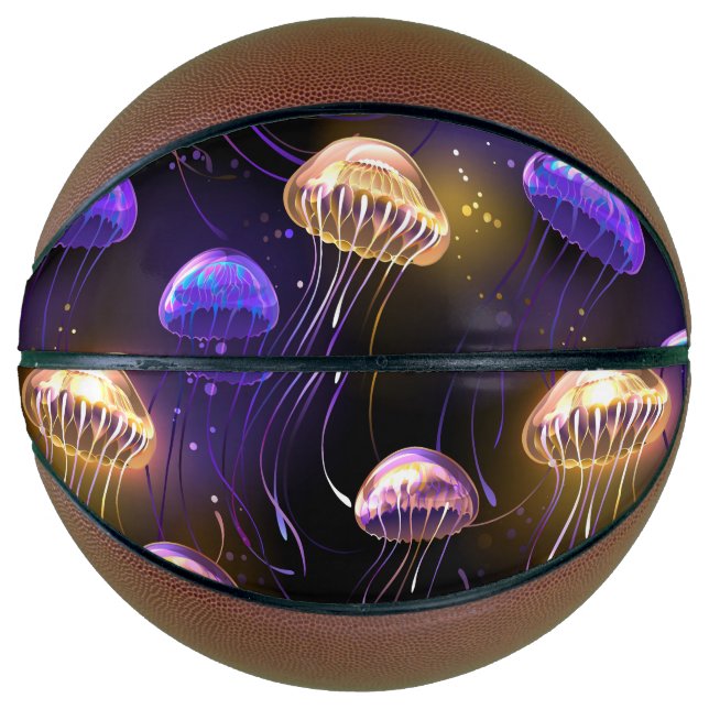 Seamless with glowing jellyfish basketball (Front)