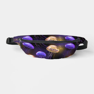 Seamless with glowing jellyfish bum bags