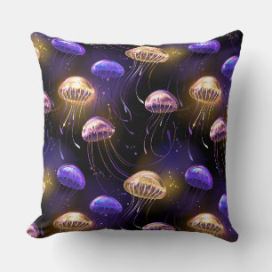 Seamless with glowing jellyfish cushion