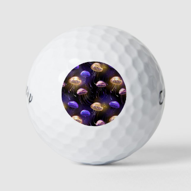 Seamless with glowing jellyfish golf balls (Front)