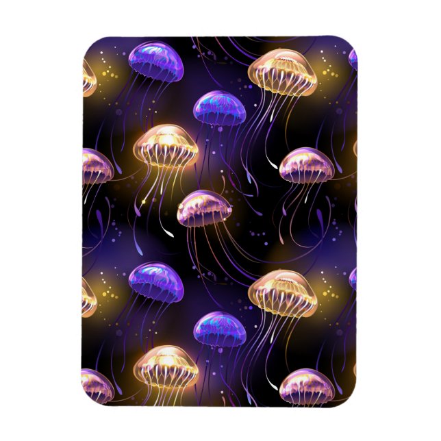 Seamless with glowing jellyfish magnet (Vertical)