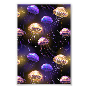 Seamless with glowing jellyfish photo print