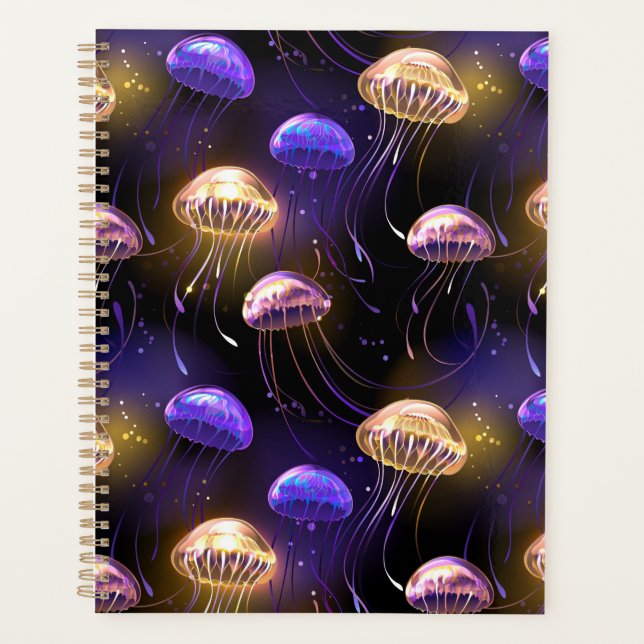 Seamless with glowing jellyfish planner (Front)