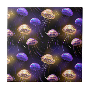 Seamless with glowing jellyfish tile