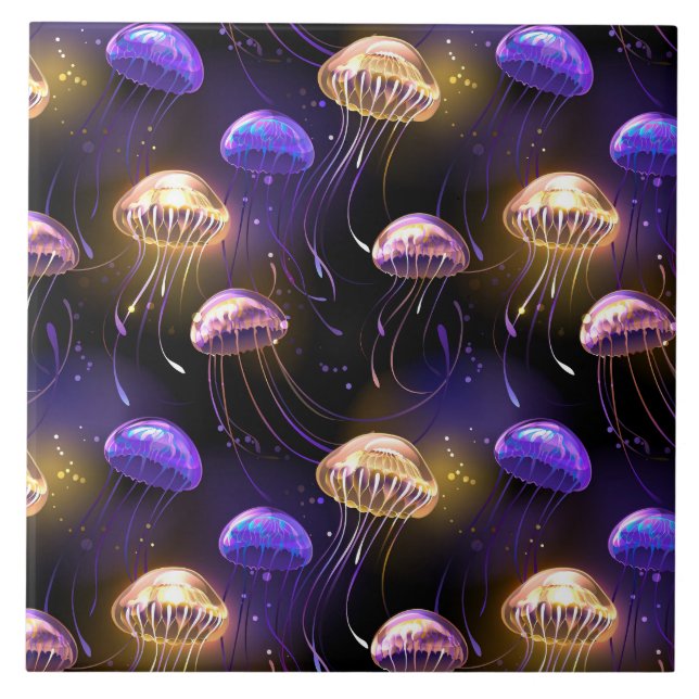 Seamless with glowing jellyfish tile (Front)